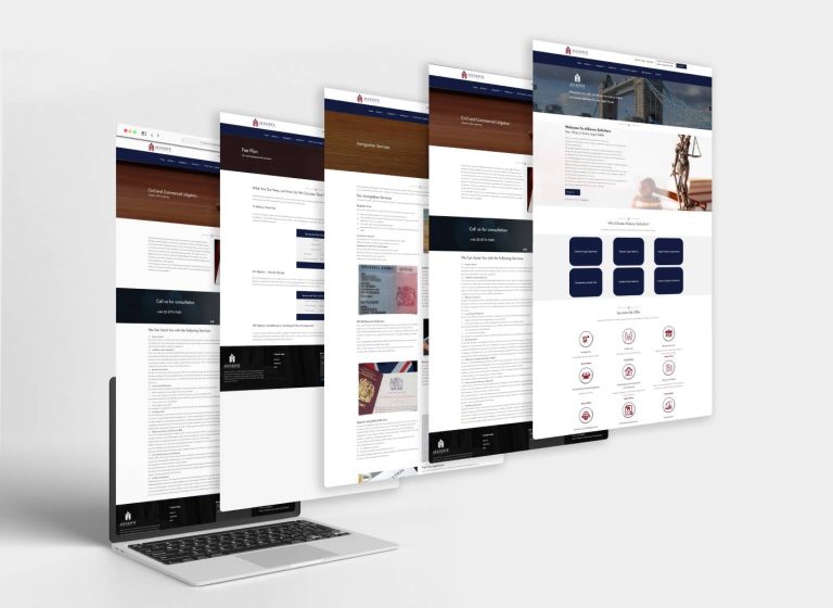 Alliance solicitors website pages mock-up